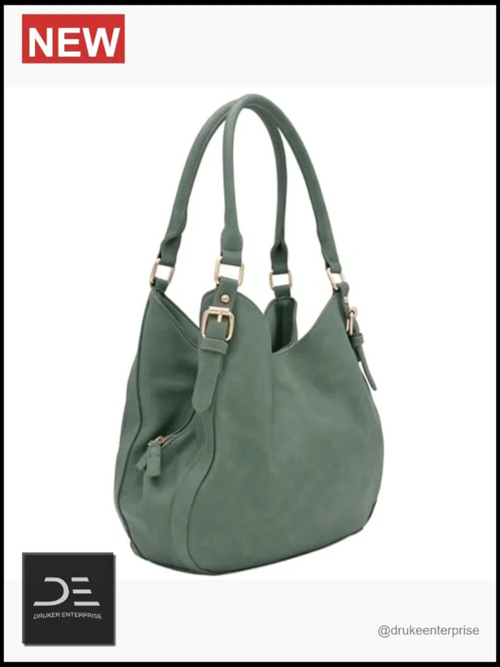 Lightweight Faux Leather Medium Hobo Bag 3 Compartments
